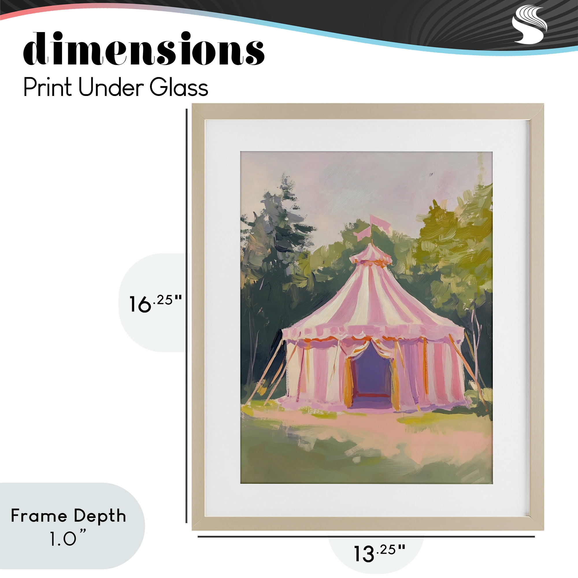 Stupell Industries Pink Circus Tent in Meadow Birch Framed Print Under Glass, design by The Prints Vibe
