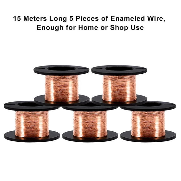 Garosa Copper Wire, Magnet Wire, 5pcs 0.1mm Enameled Wire Copper Winding Wire Enamelled Repair Wire Length 15m