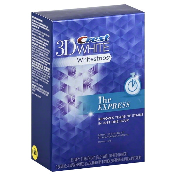 Crest 3D White 1 Hour Express Teeth Whitening Strips 4 Count Walmart