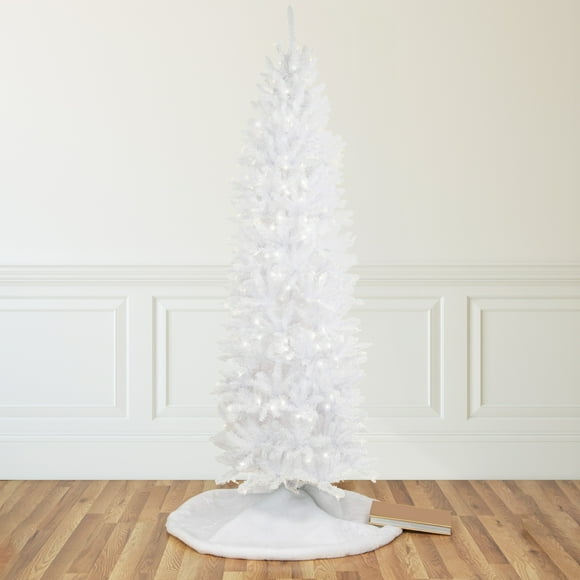 Northlight 9' Pre-Lit Rapids White Pine Pencil Artificial Christmas Tree, Clear Lights