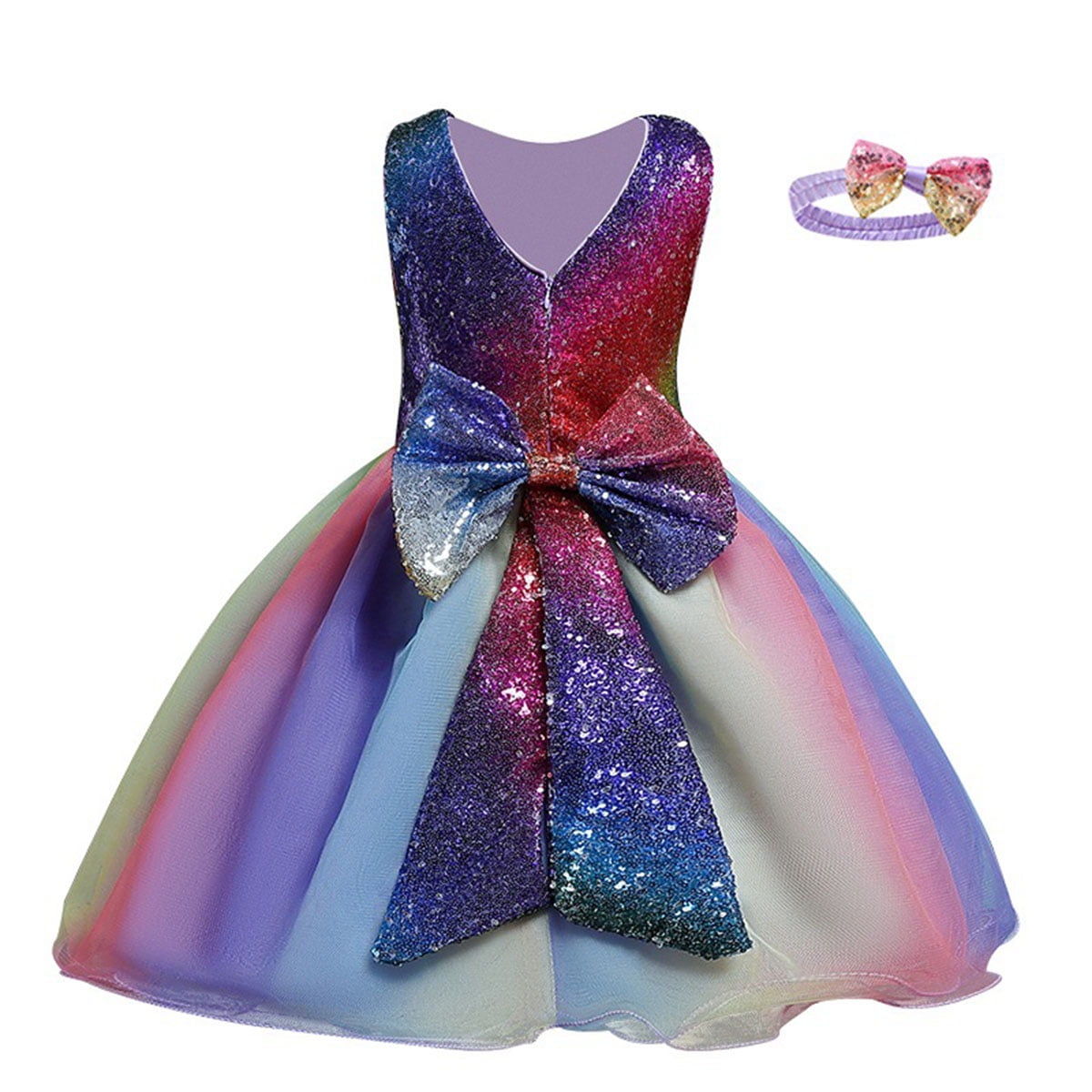 Girls rainbow tulle dress deals