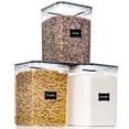 thumbnail image 1 of Pantrystar Contenedores Grandes De Almacenamiento De Alimentos Con Tapas Herméticas De 5,2 L/176 Oz Para Suministro De Horneado De Harina, Azúcar Y Almacenamiento De Alimentos Secos, 3 Botes De Plásti, 1 of 6