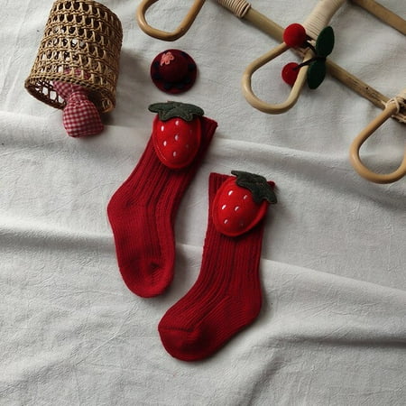 

DancePeanut Cute Baby Middle Tube Socks Children s Solid Color Bowknot Strawberry Cherry Hat Shape Sock Autumn Winter Christmas Theme