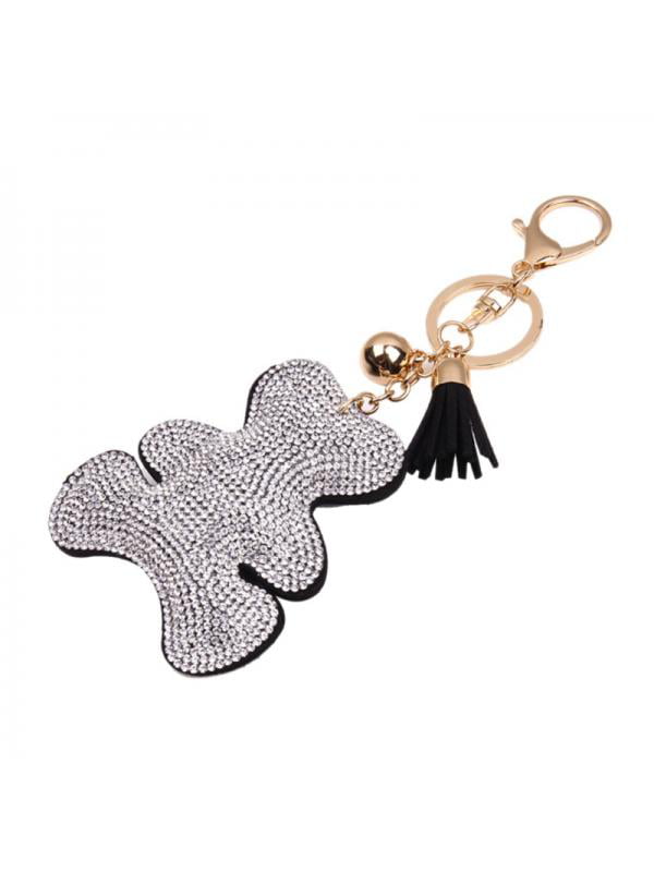 Fashion Leather Key chain for Car Accessories Women Girls Crystal Keyring for Birthday Thanksgiving Christmas Gift,Red Bling Car Keychain with Rhinestone Bee 