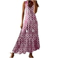 thumbnail image 2 of Summer Saving Clearance Maxi Dress Plus Size, Fashionable Women's Casual Spring/summer Sleeveless Printed Dress(Hot Pink,S), 2 of 5