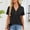Black, variant on Womens Short Sleeve Polo Collar Button Down Knit Top Casual Loose Fit Ribbed Blouse Soft Lightweight Shirt