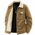thumbnail image 2 of Mrmaere Men's Collared Jacket Corduroy Fabric Faux Lining Multi-Pocket Warm Stylish Outerwear for Daily & Casual Khaki XXXXL, 2 of 7