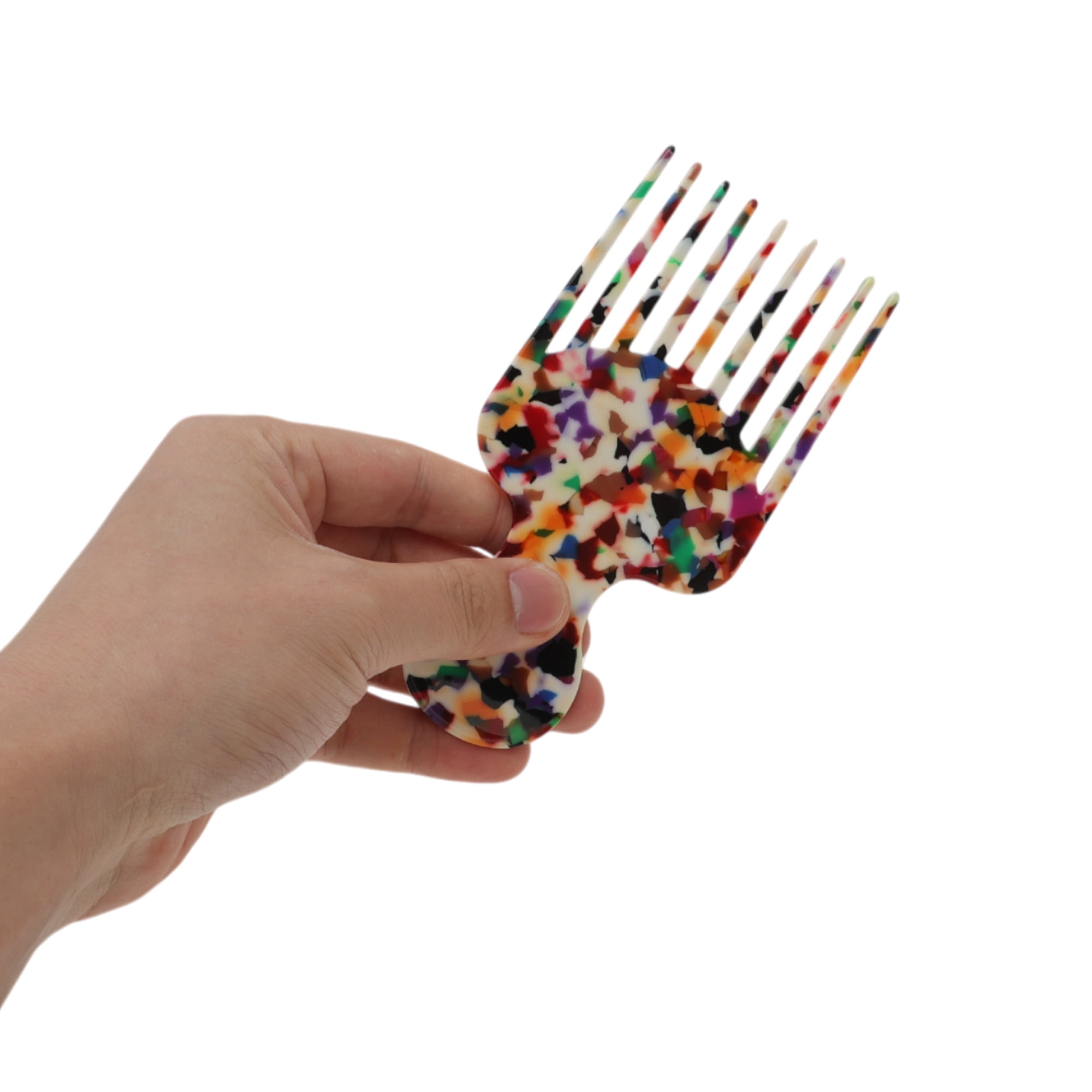Unique Bargains 1 Pc Round Handle Marble Hair Insert Comb for All Hair Types Colorful
