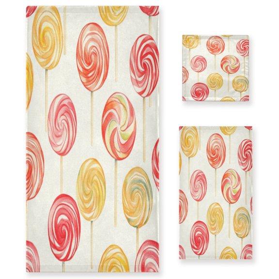 Three-Piece Towel Set Face Towel Towel Set Hand Towel Bath Towel Cotton Bath Towels Bath Towel Sets Hand Bath Towels Colored Lollipop1
