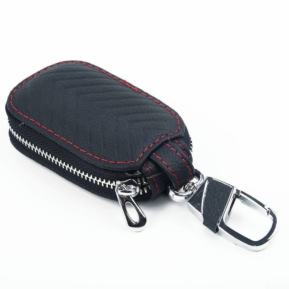 Details about   Car Key Chain Bag Faux Leather Smart Key Holder Cover Remote Fob Zipper Case LD 
