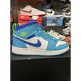 thumbnail image 4 of Ni - ke Ni - ke Air Jordan 1 Mid SE GS Sprite Blue White Kids Shoes Sneakers 7Y DA8010-400, 4 of 5