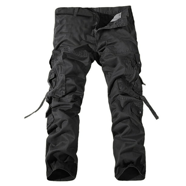 Outfmvch cargo pants for men Pleated Multi Zipper Pockets Mid Waist Loose Long Cargo pants for