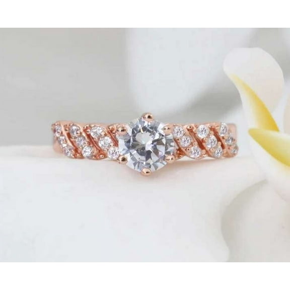 vylahjewellery 2 CT Round Cut Luxury Engagement Ring Brilliant 18K White Gold Engagement Ring Gift for Special One