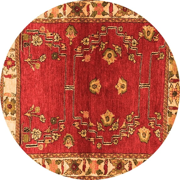 Ahgly Company Indoor Round Persian Orange Traditional Area Rugs, 5' Round