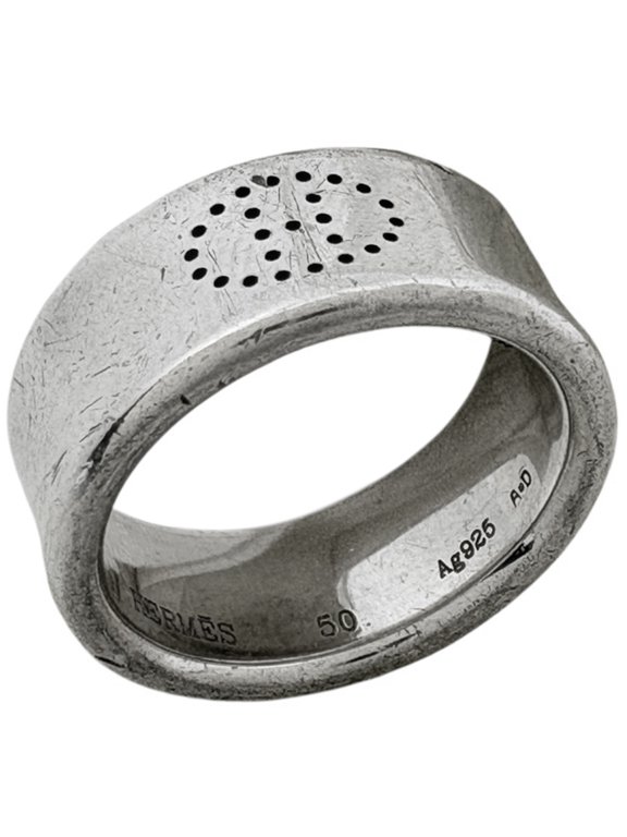 Pre-Owned Hermes Eclipse Ruban Ring, Sterling Silver 925, Silver, Women's