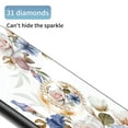 thumbnail image 5 of Feishell Compatible with iPhone 11 6.1 inch Flower Pattern Case with Diamond Ring Holder Support Magnetic Car Mount,Shockproof Luxury Glossy Glass Slim Phone Case for Women Girls,C, 5 of 13