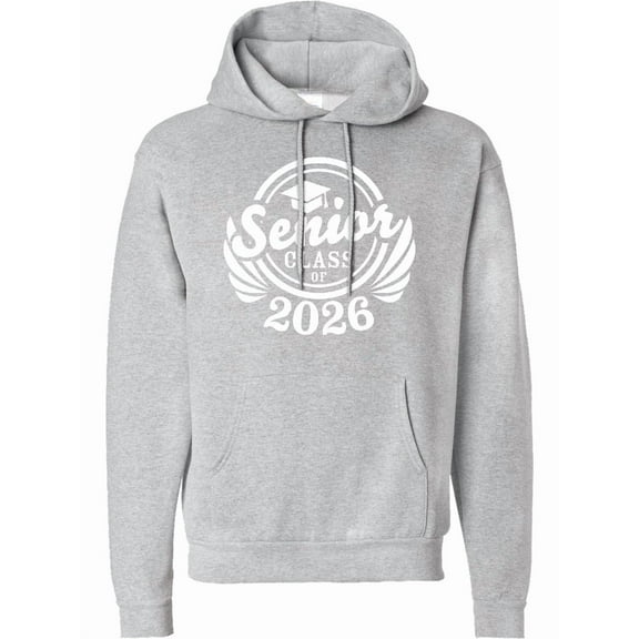 Inktastic Senior Class of 2026 in White with Graduation Cap Adult Hoodie Sweatshirt