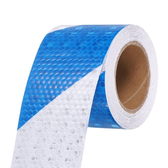 Uxcell Reflective Tape, Self-Adhesive Trailer Reflector Tape Waterproof Warning Sticker Blue White 2 Inch x 16 Feet