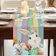 thumbnail image 3 of Table Runners 90 Inches Long Dress Scarves, Easter Bunny Farmhouse Coffee/Dining/Kitchen Table Runner for Living Room, Farmhouse Colorful Eggs Tulip Wooden Grain 13x90 Inch, 3 of 9