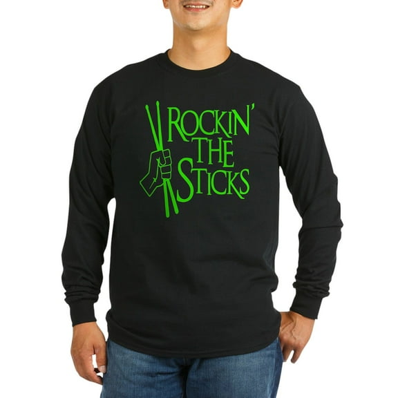 CafePress - ROCKIN' THE STICKS Long Sleeve Dark T Shirt - Long Sleeve Dark T-Shirt