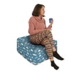 thumbnail image 2 of Cartoon Rectangle Pouf, Raindrops Clouds with Sun Stormy Weather Thunder Lightning Sky Items, Under Desk Foot Stool for Living Room Office Ottoman with Cover, 25", Sea Blue White Mustard, by Ambesonne, 2 of 4