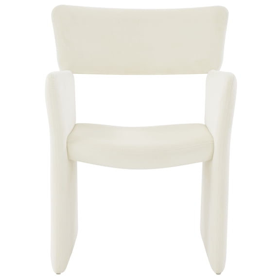 SAFAVIEH Couture Jayke Contemporay Velvet Solid Dining Armchair, Cream