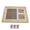 thumbnail image 3 of Kit de recuerdo de huellas de mascotas, marco de fotos de madera de primera calidad con molde de arcilla para huellas, plantilla adicional gratuita, marco de madera cruda de barro rosa, 3 of 5
