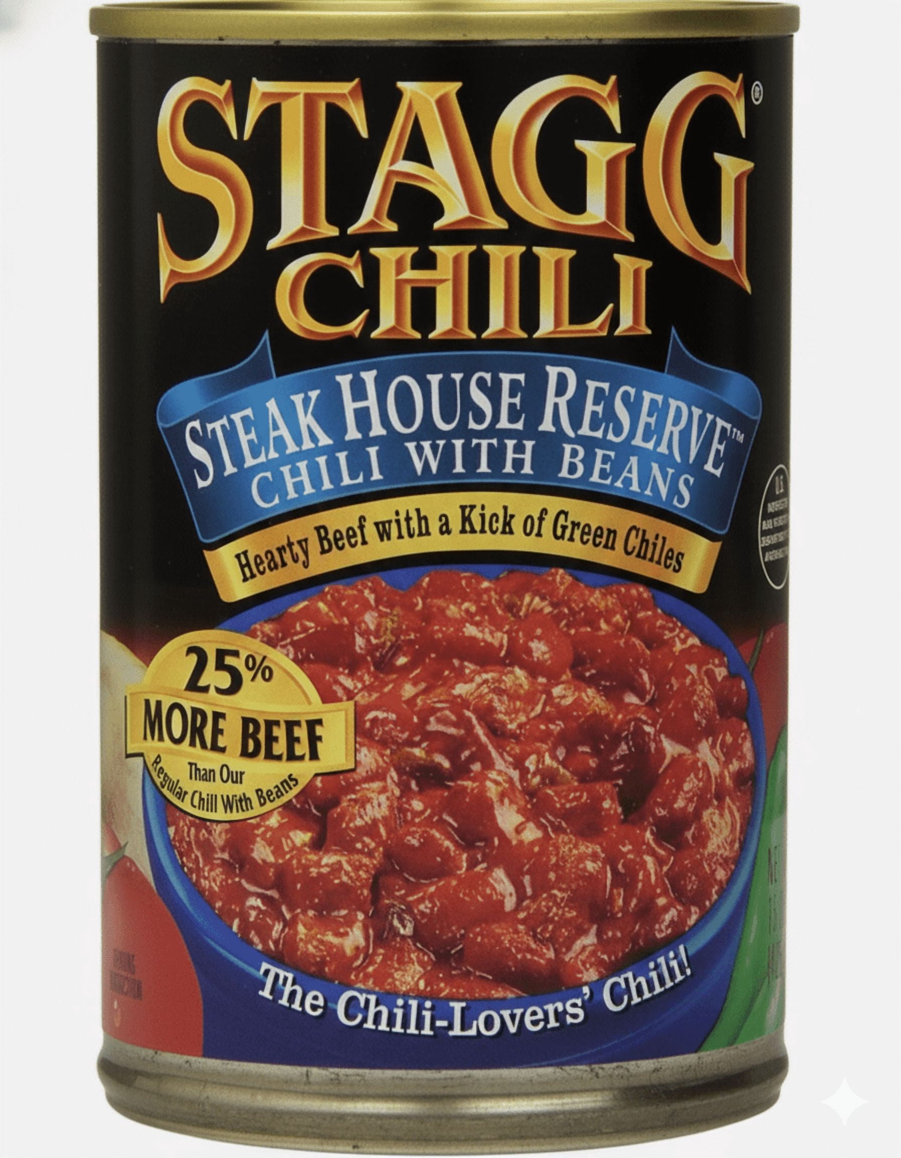 Stagg Steakhouse Reserve Beef Chili with Beans, 15 Oz, 6 Count Cans