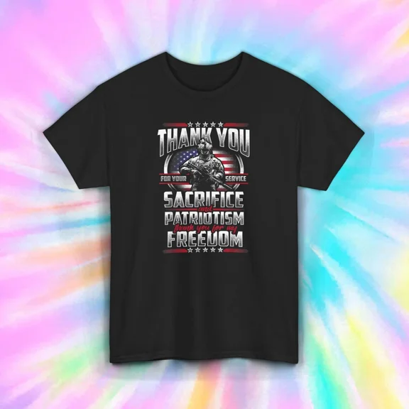 Patriotic Military Tribute Thank You Veterans Honoring Service Freedom Unisex T-Shirt, up to size 5XL