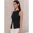thumbnail image 4 of DARING DIVA Women's Sleeveless Suit Vest Button Cotton Vest Tops Blazer XS Black, 4 of 6