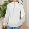 thumbnail image 4 of Hfyihgf Womens Elegant Satin Silk Shirts Draped V Neck Dressy Casual Business Work Blouses Puff Long Sleeve Tunic Tops(White,S), 4 of 4