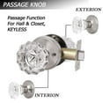 thumbnail image 3 of knobelite (4 Pack Diamond Crystal Glass Interior Door Knobs Non-Locking,Passage Door Knobs for Hall and Closet,Round Crystal Glass Keyless Door Knobs Interior,Passage Function,Satin Nickel, 3 of 6