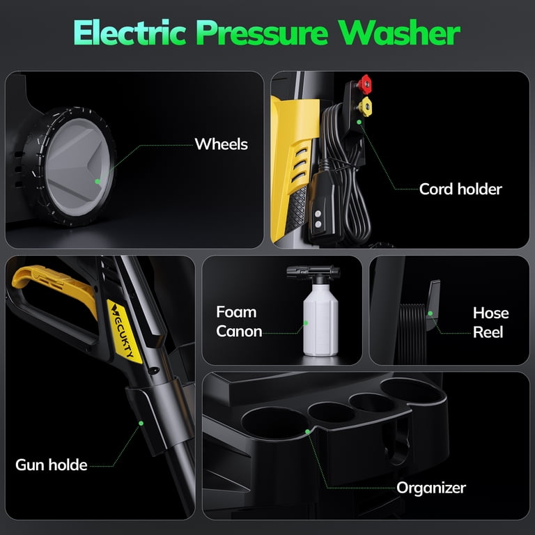TCISA Electric Pressure Washer,3700 PSI Max 2.5 GPM Power Washer