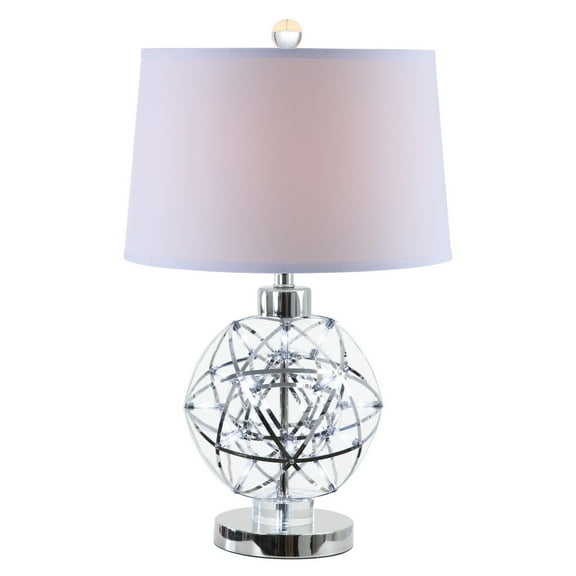 Cue 25 Inch Table Lamp - Empire Fabric Shade - Accent Nickel Round Base