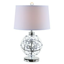 Cue 25 Inch Table Lamp - Empire Fabric Shade - Accent Nickel Round Base