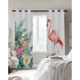 thumbnail image 4 of Pink Flamingo Kitchen Curtains Watercolor Summer Botanical Floral Cafe Short Curtains for Bathroom Blackout Window Curtain Grommet Small Window Treatment Tier Drapes for Bedroom Living Room 42"x45"x2, 4 of 9