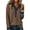 315#Brown, variant on Womens Polo Shirts Waffle Knit Denim Lapel Patchwork Contrast Cuff Long Sleeve Shirts Blue 2XL