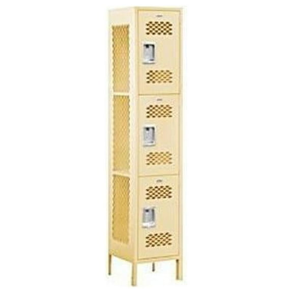Salsbury Industries 83168TN-U 18 inch D Extra Wide Vented Metal Locker - Triple Tier - 1 Wide - Unassembled - Tan