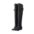 thumbnail image 4 of Fesfesfes Riding Boots For Women Shoes Low Heel Casual Solid Color Pointed Boots Zip Belt Buckle Over The Knee Knight US:10.5(45), 4 of 4