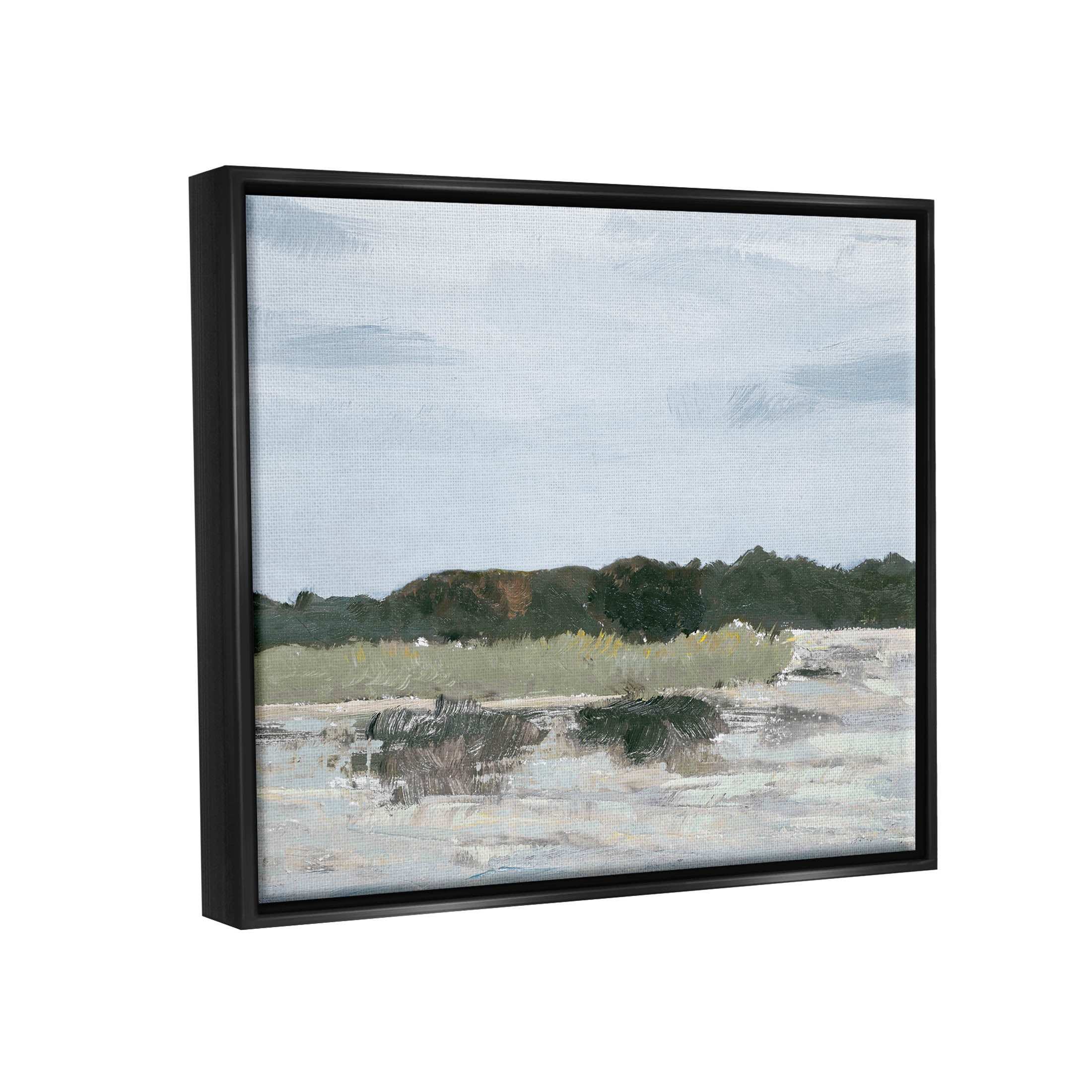 Coastal Vast Hills Landscape Landscape Painting Jet Black Framed Art Print Wall Art