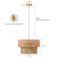 thumbnail image 7 of EDISHINE 4-Light 17.7" Hand-Woven Paper Rope Drum Chandelier, Adjustable 45.3" Chain, Double-Layer Woven Shade, Modern Farmhouse Pendant Light for Dining Room Living Room Bedroom, E26 Base, 7 of 7