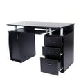 Ktaxon Black 3 Drawers Computer Desk Black Study Workstation Office