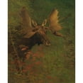 thumbnail image 2 of Albert Bierstadt 15x18 Black Ornate Wood Framed Double Matted Museum Art Print Titled - Study of a Moose, 2 of 5
