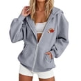 thumbnail image 6 of Gsakboxl Hoodie Women Football Embroidery Full Zip Up Long Sleeve Hooded Sweatshirt, Casual Outer Hood Jacket For Football Lovers Fall Daily Wear, 6 of 8