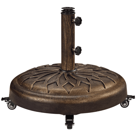 Renwick 20" Outdoor Rolling Patio Market Umbrella Base for Garden, Bronze
