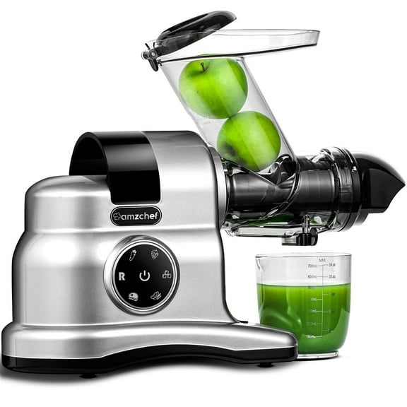AMZCHEF Slow Juicer 3” Wide Chute, Quiet Masticating Gray Juicer, Easy to Clean