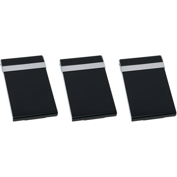 Set of 3 Brushed Metal Business Card Case Holders With Bar Closure Mechanism (Vertical, Gunmetal)