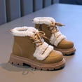 thumbnail image 5 of PEASKJP Kids Boots Warm Side Zipper Low Heel Short Booties, Khaki 32, 5 of 5