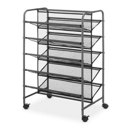 Whitmor 5-Tier Metal Rolling Shoe Rack, 2-Sided Closet Shoe Cart, Space-Saving Design, 30-Pair Capacity, Gunmetal Gray