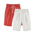 thumbnail image 2 of 2 Pack Girls Casual Bermuda Shorts Kids Knee Length High Waisted Summer Shorts Comfy Drawstring Short Pants with Pockets, 2 of 4